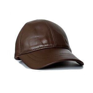100% Genuine Lambskin Leather Baseball Cap Sports Visor Adjustable